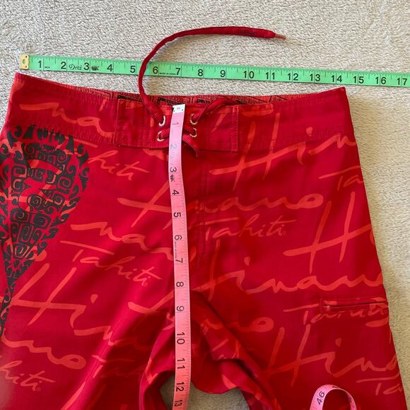 Hinano Tahiti Board Shorts Mens 29 Red Swimwear Surf Paddle Water Sports Swim - Picture 8 of 9